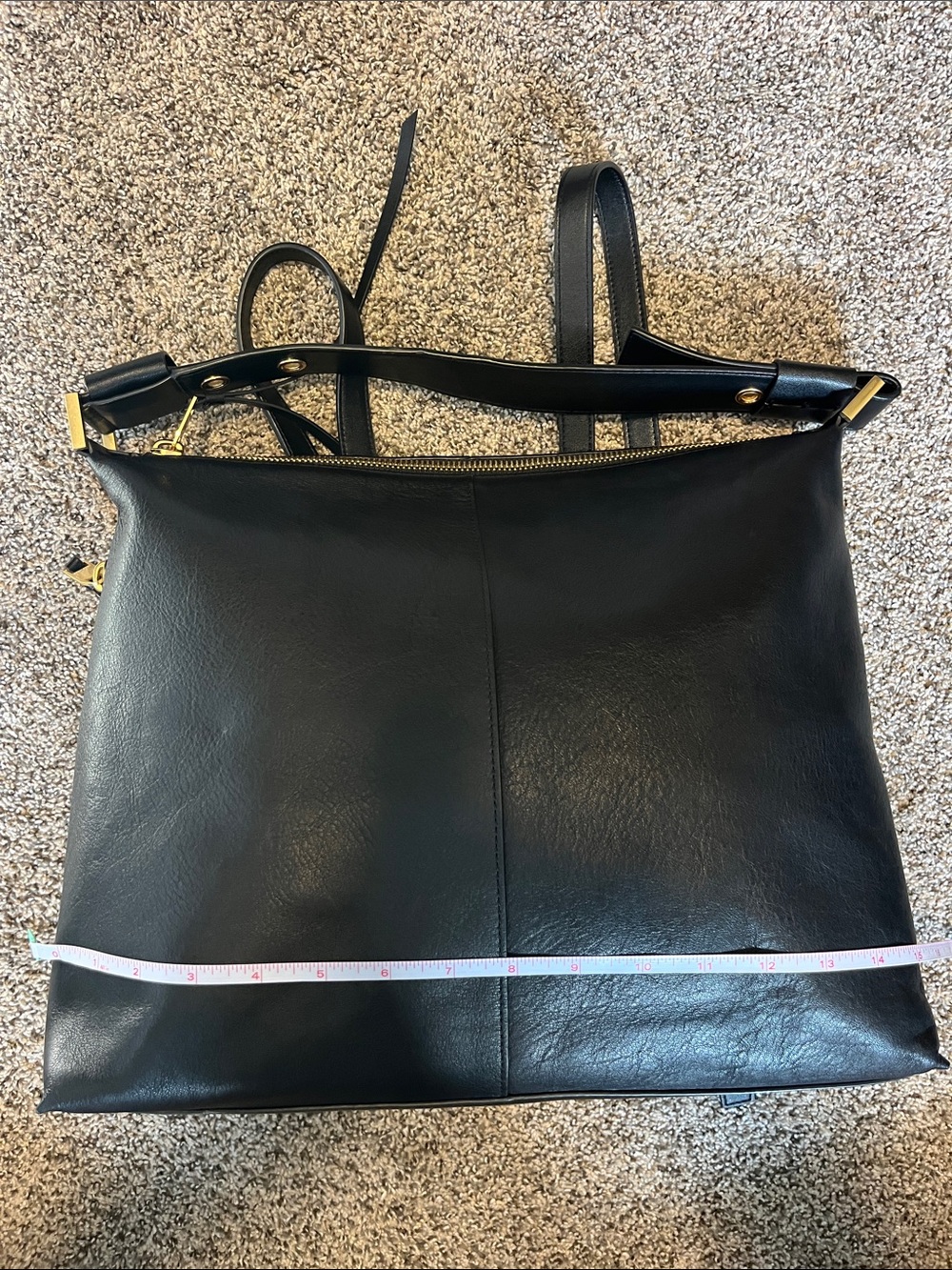 6 HOUR SALE! AllSaints Black Leather Backpack Handbag with Gold Hardware - Picture 6 of 13